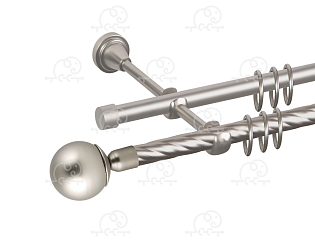 Карниз для штор двухрядный «Шар простой» D16К/16Г сатин