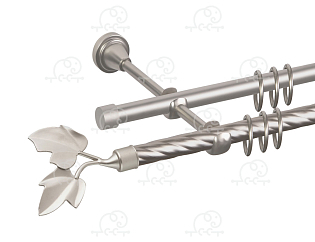 Карниз для штор двухрядный «Лист ветка» D16К/16Г сатин