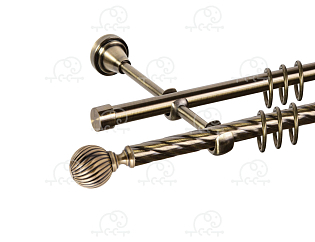 Карниз для штор двухрядный «Орион» D16К/16Г антик