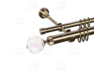 Карниз для штор двухрядный «Кристалл» D25Г/16Г антик