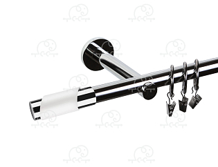 Карниз для штор однорядный «Париж» D19Г хром/белый