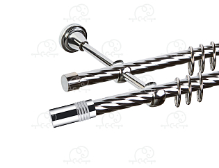 Карниз для штор двухрядный «Цилиндр» D16К/16К хром