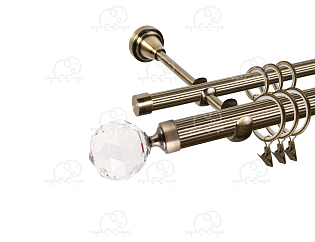 Карниз для штор двухрядный «Кристалл» D25Р/16Р антик