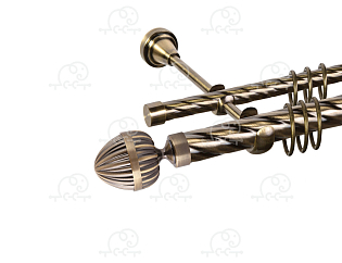 Карниз для штор двухрядный «Милано» D25К/16К антик