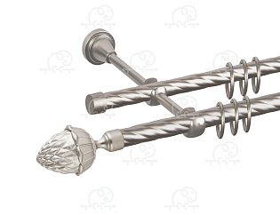 Карниз для штор двухрядный «Шишка» D16К/16К сатин