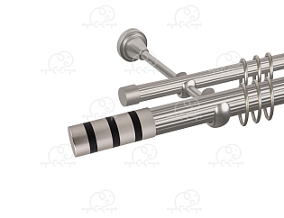 Карниз для штор двухрядный «Тристан» D25Р/16Р сатин/чёрный