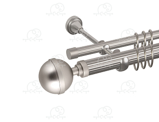 Карниз для штор двухрядный «Шар большой» D25Р/16Р сатин