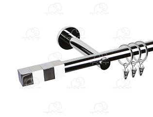 Карниз для штор однорядный «Магнум» D19Г хром/белый