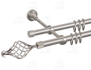 Карниз для штор двухрядный «Ажур» D16Г/16Г сатин