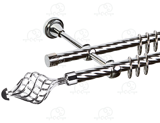 Карниз для штор двухрядный «Ажур» D16К/16К хром