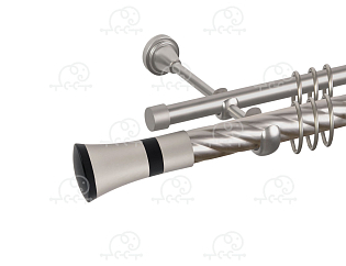 Карниз для штор двухрядный «Люксор» D25К/16Г сатин/чёрный