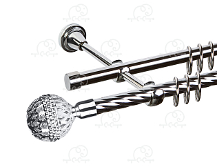 Карниз для штор двухрядный «Гуидо» D16К/16Г хром