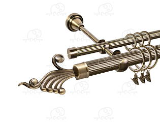 Карниз для штор двухрядный «Фантазия» D25Р/16Р антик