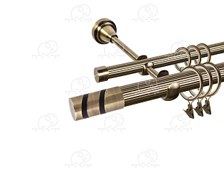 Карниз для штор двухрядный «Изольда» D25Р/16Р антик/чёрный