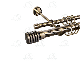 Карниз для штор двухрядный «Наварра» D25К/16К антик