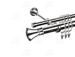 Карниз для штор двухрядный «Колокол» D25Г/16Г хром