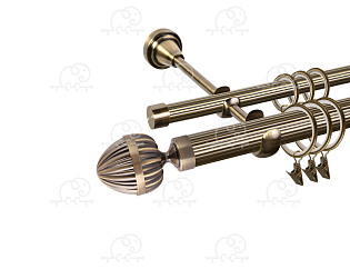 Карниз для штор двухрядный «Милано» D25Р/16Р антик