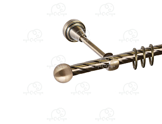 Карниз для штор однорядный «Заглушка шар малый» D16К антик