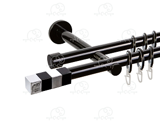 Карниз для штор двухрядный «Магнум» D19Г/19Г чёрный