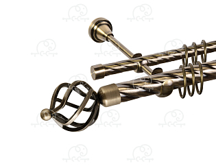 Карниз для штор двухрядный «Булава» D25К/16К антик