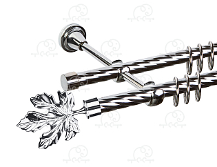 Карниз для штор двухрядный «Клён» D16К/16К хром