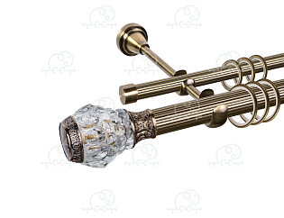 Карниз для штор двухрядный «Мурано» D25Р/16Р антик