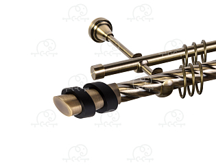 Карниз для штор двухрядный «Вена» D25К/16Г антик/чёрный