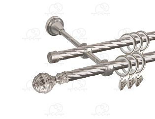 Карниз для штор двухрядный «Ампир» D16К/16К сатин