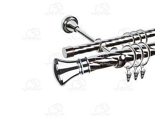 Карниз для штор двухрядный «Колокол» D25К/16К хром