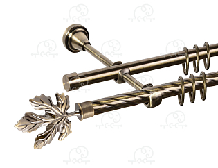 Карниз для штор двухрядный «Клён» D16К/16Г антик