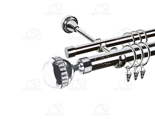 Карниз для штор двухрядный «Авея» D25Г/16Г хром