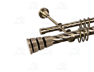 Карниз для штор двухрядный «Пегас» D25К/16К антик/чёрный