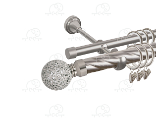 Карниз для штор двухрядный «Мираж» D25К/16Г сатин