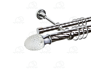 Карниз для штор двухрядный «Версаль» D25К/16К хром