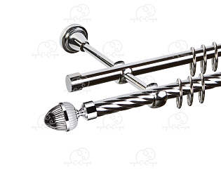 Карниз для штор двухрядный «Милано» D16К/16Г хром