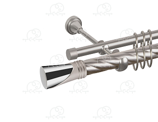 Карниз для штор двухрядный «Вега» D25К/16Г сатин/хром