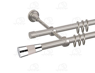 Карниз для штор двухрядный «Конус 3-х цвет.» D16Р/16Р сатин/хром