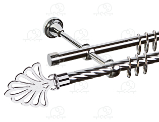 Карниз для штор двухрядный «Веер» D16К/16Г хром