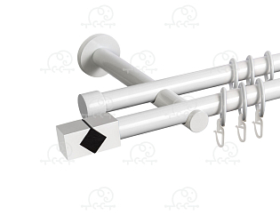 Карниз для штор двухрядный «Тандем» D19Г/19Г белый