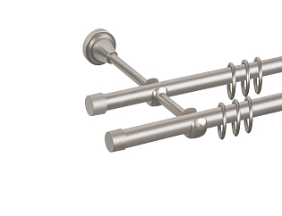 Карниз для штор двухрядный «Заглушка плоская» D16Г/16Г сатин