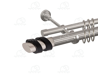 Карниз для штор двухрядный «Вена» D25Р/16Р сатин/чёрный