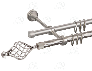 Карниз для штор двухрядный «Ажур» D16К/16Г сатин