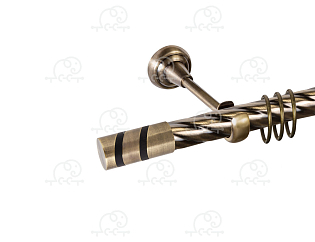 Карниз для штор однорядный «Изольда» D25К антик/чёрный