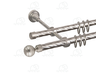 Карниз для штор двухрядный «Шар рифленый» D16К/16К сатин