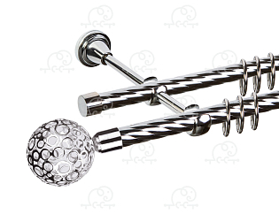 Карниз для штор двухрядный «Метеор» D16К/16К хром