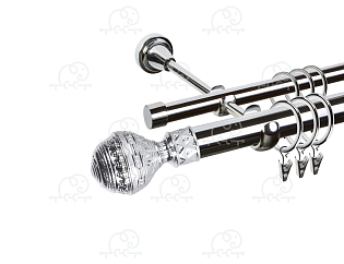 Карниз для штор двухрядный «Ампир» D25Г/16Г хром