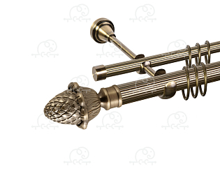 Карниз для штор двухрядный «Магнолия» D25Р/16Р антик