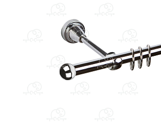 Карниз для штор однорядный «Заглушка шар малый» D16Г хром