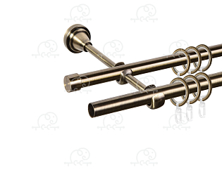 Карниз для штор металлический Grace 2-рядный D16/16 (труба гладкая/гладкая)