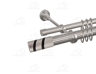 Карниз для штор двухрядный «Изольда» D25Р/16Р сатин/чёрный